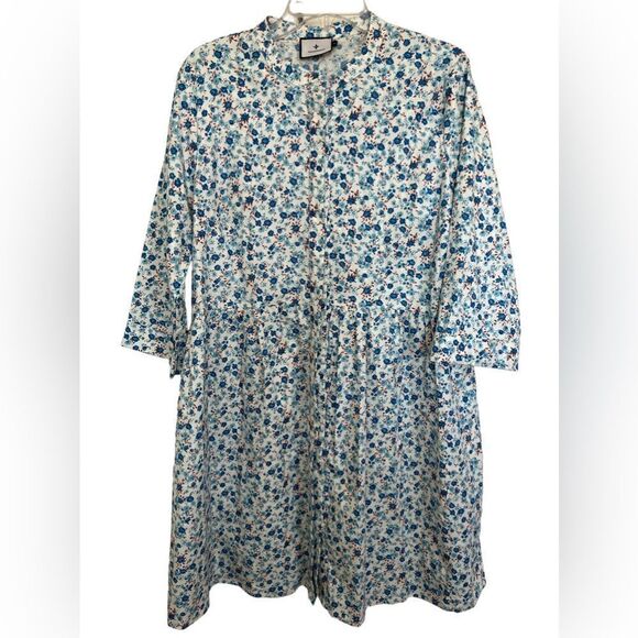 Tuckernuck Bluebell Floral Ditsy Calico Royal Shirt Dress Size XL - Picture 2 of 11